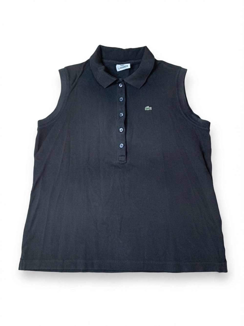 Lacoste Black Sleeveless Polo Shirt Top Size XL (46 / US XL)